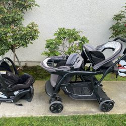 Graco Double Stroller With Baby Car seat