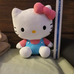 Pink/blue Overalls Hello Kitty Plush