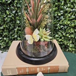 Glass Yellow Butterfly Dome - Oddities- Taxidermy 