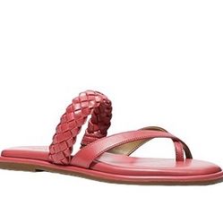 NWT MICHAEL KORS Alba Braided Faux Leather Slide Sandal 7.5 Dahlia