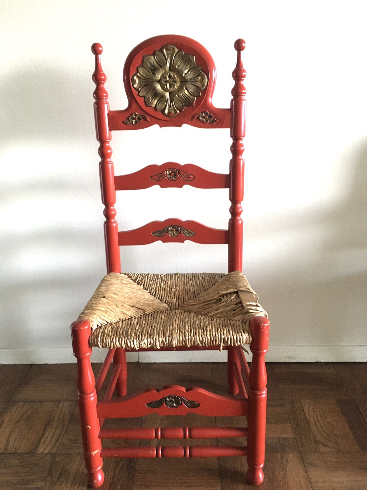 Wooden Red Chair - As Is