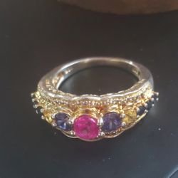 14k vermeil 925 ruby and sapphire ring size 7.75