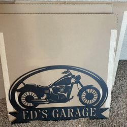 Iron Wall Sign For Ed With A Motorcycle 