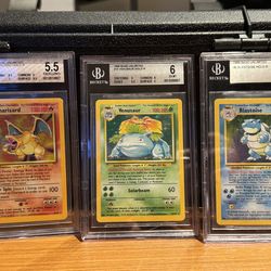 Pokemon Cards Base Set Charizard, Blastoise, Venasaur