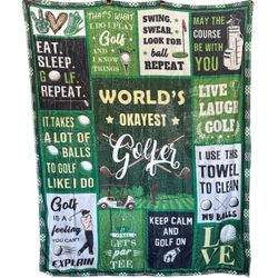 50x60 Golf Throw Blanket Funny Quotes Soft Green Cozy Couch Bed Gift for Golfers