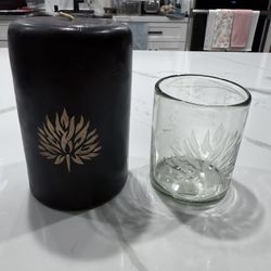 Fosforo Mezcal Set Of Two Pcs Candle & Glass Cup Collectible Vintage