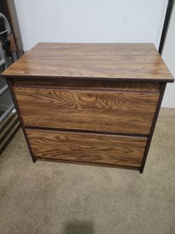 Two-Drawer Wood Grain Nightstand