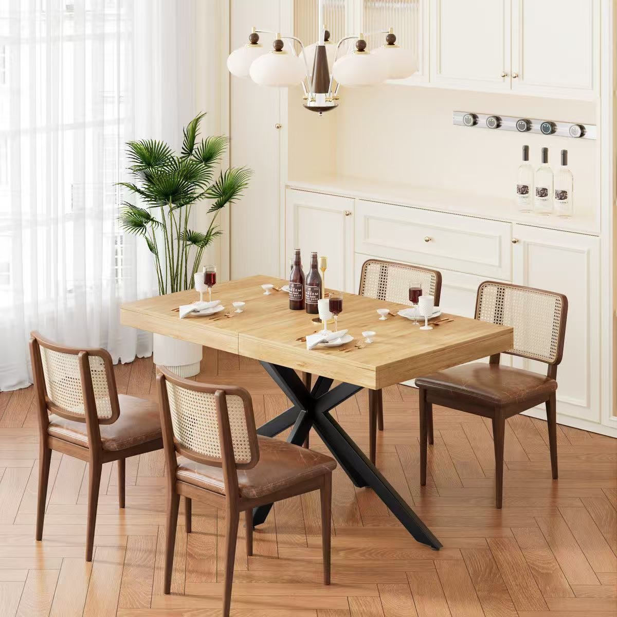 Averni 55.1 To 70.9inch Extendable Dining Table with Storage Box for 6-8Seat. $180