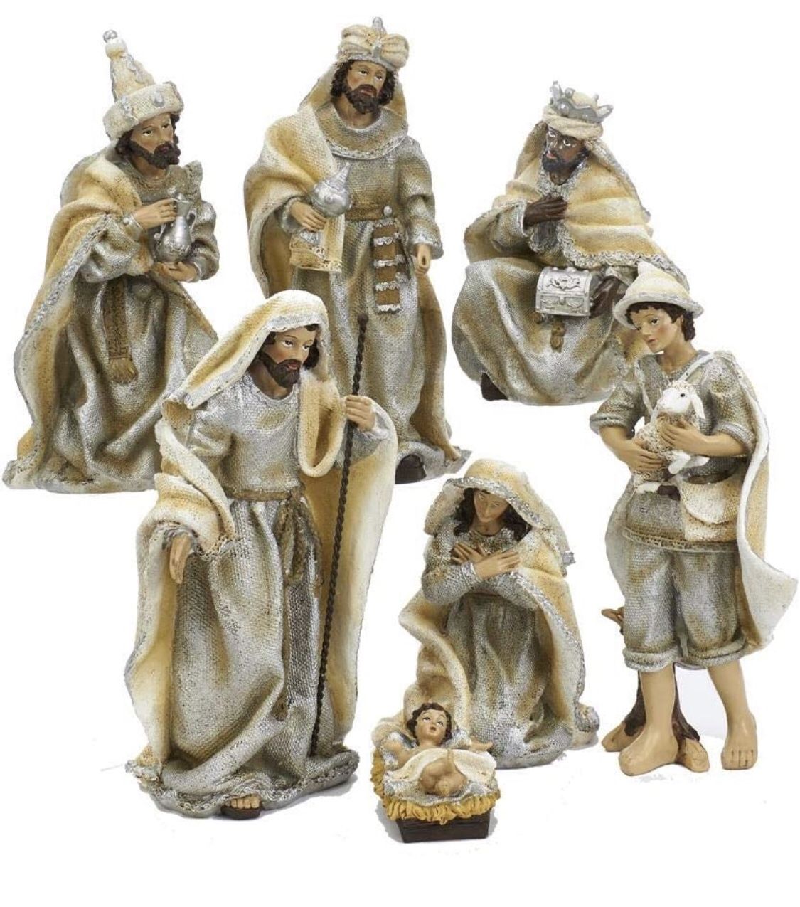 Kurt S. Adler N1022 Nativity Set, White Washed, Cream    Kurt S. Adler N1022 Nativity Set, White Washed, Cream 