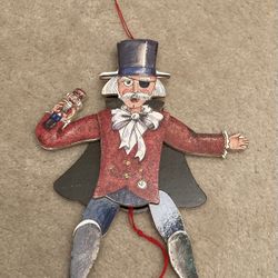Vintage Pull String Ornament, Jumping Jack  Drosselmeyer (toy maker, Nutcracker)