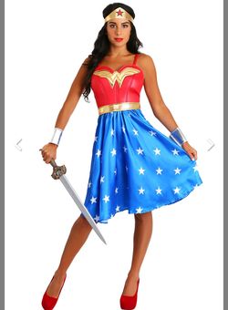 Deluxe Long Dress Wonder Woman Adult Costume for Women