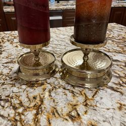 2 Pc Candle Holders With Candles 