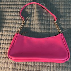 Pink Faux Leather Side Bag