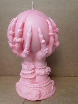 Halloween Handmade Candle With Hands Holding Crystal Ball