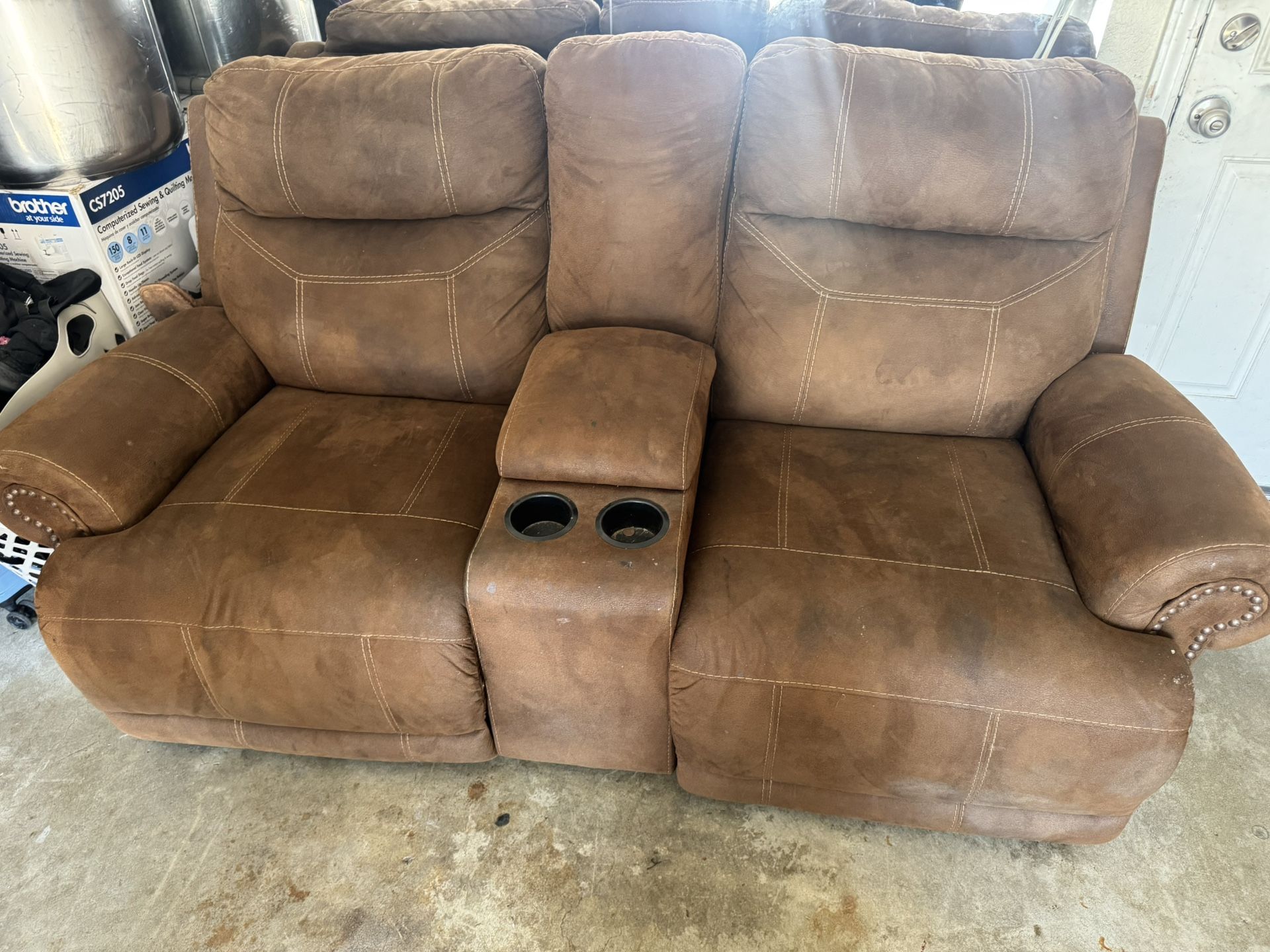 Brown 2-Seat Recliner Sofa 