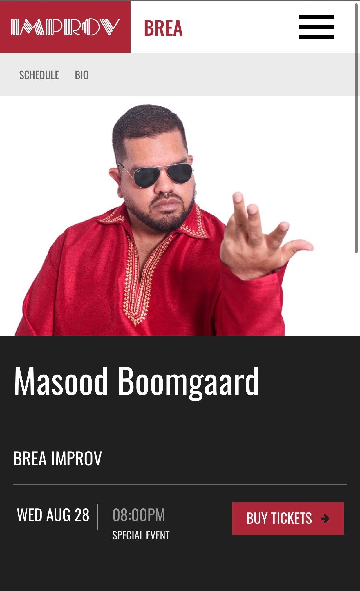 8/28 Comedy- Brea Improv: Masood Boomgaard