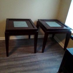 Solid Cherry Wood Side Tables / W Coffee Table