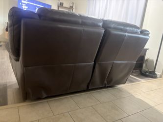 Brown Leather Reclining Sofas with coffee & end tables