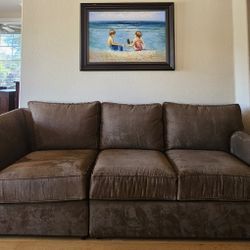 Brown Microsuede Sofa/ Removable Cushion 