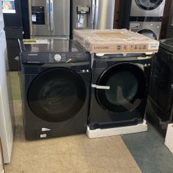 Brushed Navy Samsung Front Load Washer And Gas Dryer Laundry Set🙌 New 2024 Models🙌