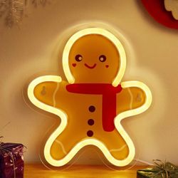New 1PC Gingerbread Man shape LED Neon Sign USB Powered Wall Neon Signs For Bedroom Party Home Decoration Lamp