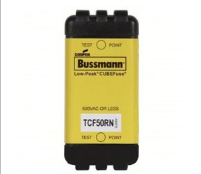 BUSSMANN Fuse: Class CF, TCF Series,
Time-Delay, 50 A, 600 V AC, 300 V DC, Non-Indicating