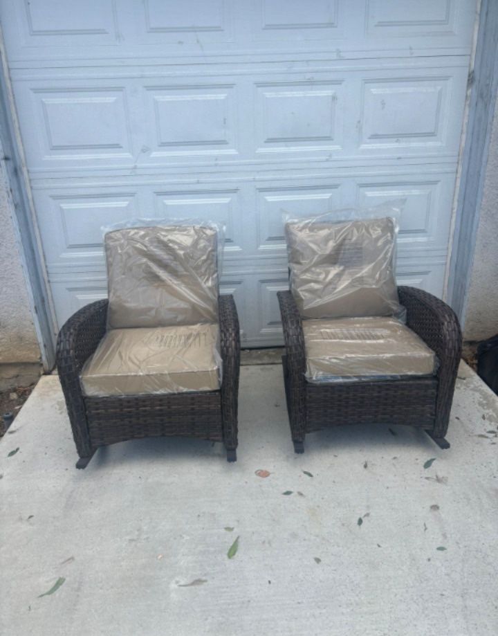 Two-piece rocking chair set patio rocking chairs outdoor patio chairs available in blue cushions also 150$