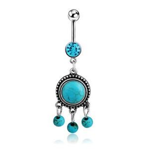 Cute Turquoise Belly Bar Button Navel Ring Body Piercing 