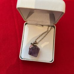 Amethyst Crystal With Silver Chain 