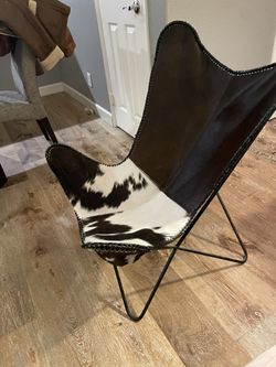 Modern, Goat Hair Leather Butterfly Chair