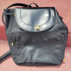 Danielle Nicole Black Leather Mini Backpack Handbag Purse Women