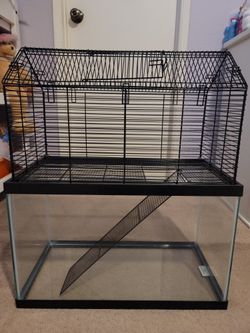 Small Pet Habitat - Includes Cage, Wheel, Water Bottle, Food Dish & Tiny Home