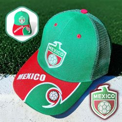 Mexico Soccer Team Unisex Embroidered Adjustable Red Green Cap Hat Sz OS