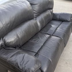 Gray Faux Leather Loveseat Sofa - Excellent Condition - FREE DELIVERY