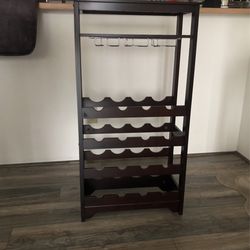 Brown Tall Rectangular Compact 16-Bottle Wine Rack