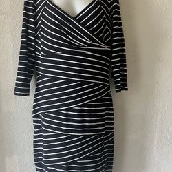 White House Black Market Striped Faux Layer Pencil Dress Size 14