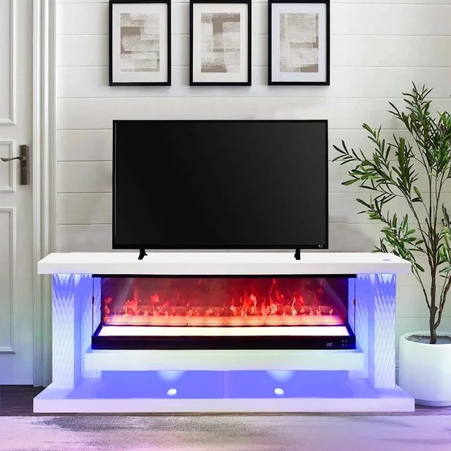 A87 Tv Stand W/ Fireplace 71” White ❤️❤️