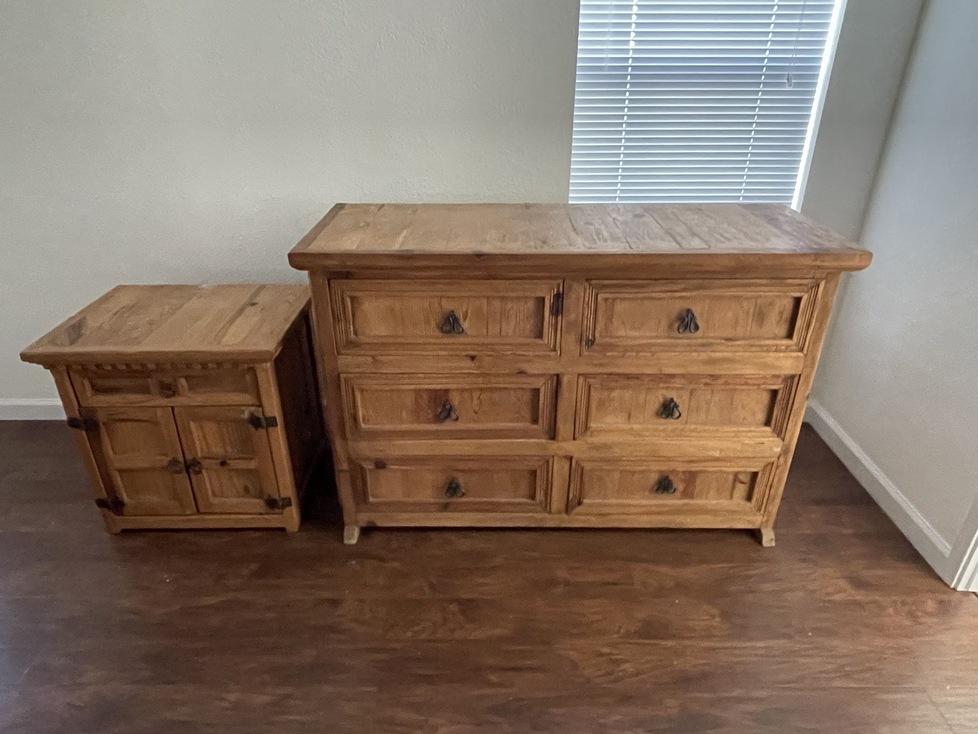Rustic Solid Wood Dresser + Matching Nightstand