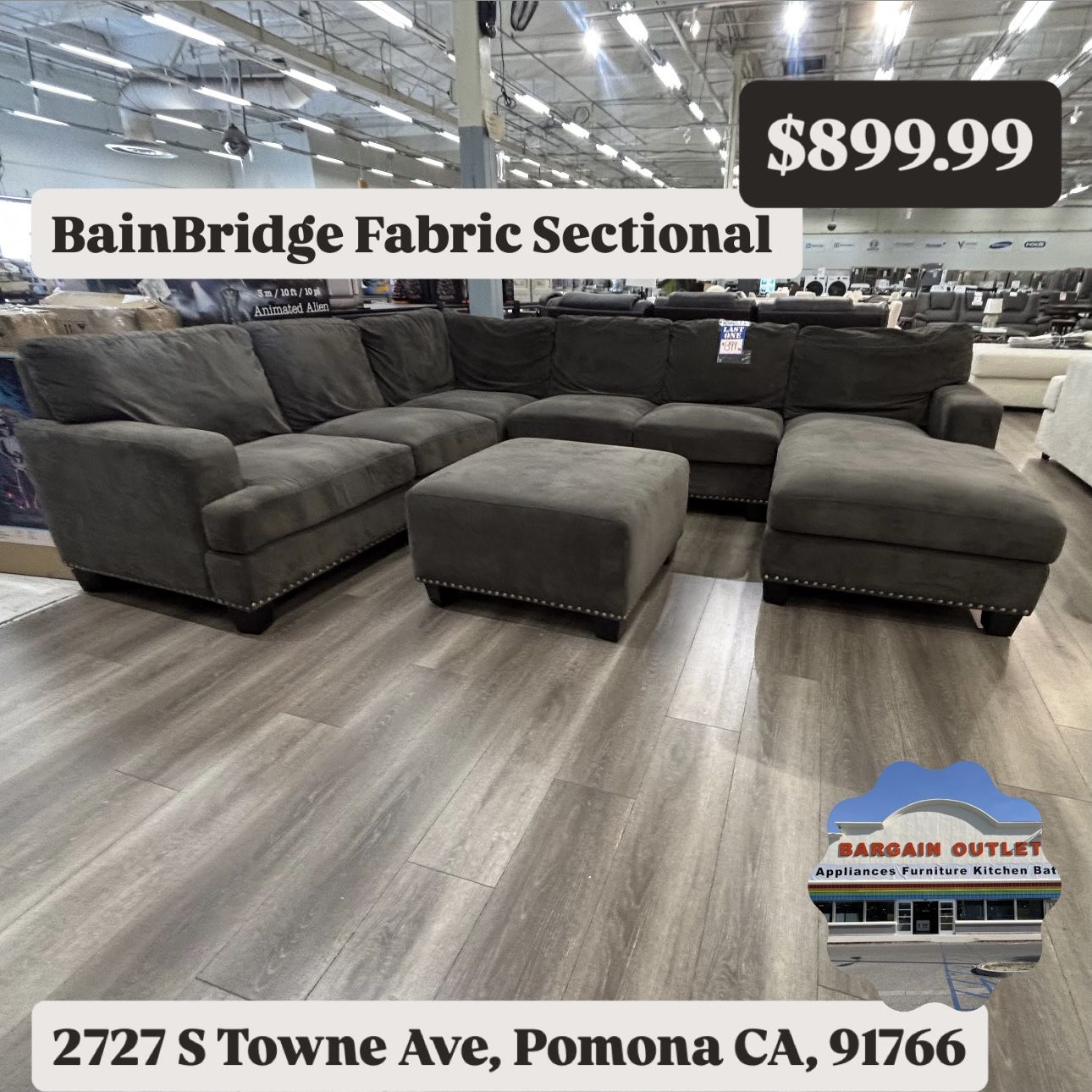 BainBridge Fabric Sectional With Ottoman 