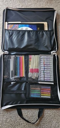 Art Supply Carry Bag with Colored Pencils and Pastels