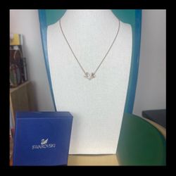 ✨ Swarovski Triple Butterfly Rose Gold-Tone Necklace w/ Pavé Crystals + Box ✨
