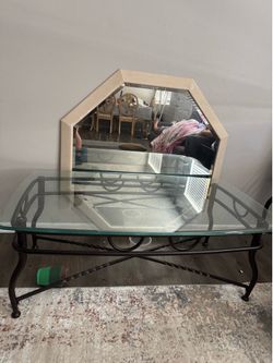 2 glass end tables and coffee center table