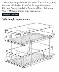2-Tier Clear Slide-Out Cabinet Organizer with Dividers