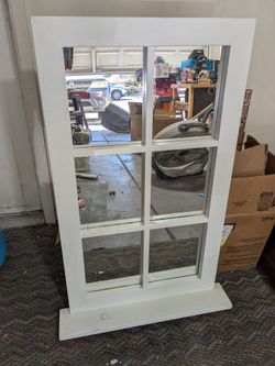 White Wood Frame Window Mirror