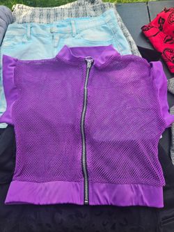 Love Purple Mesh Zip-up Vest Size M