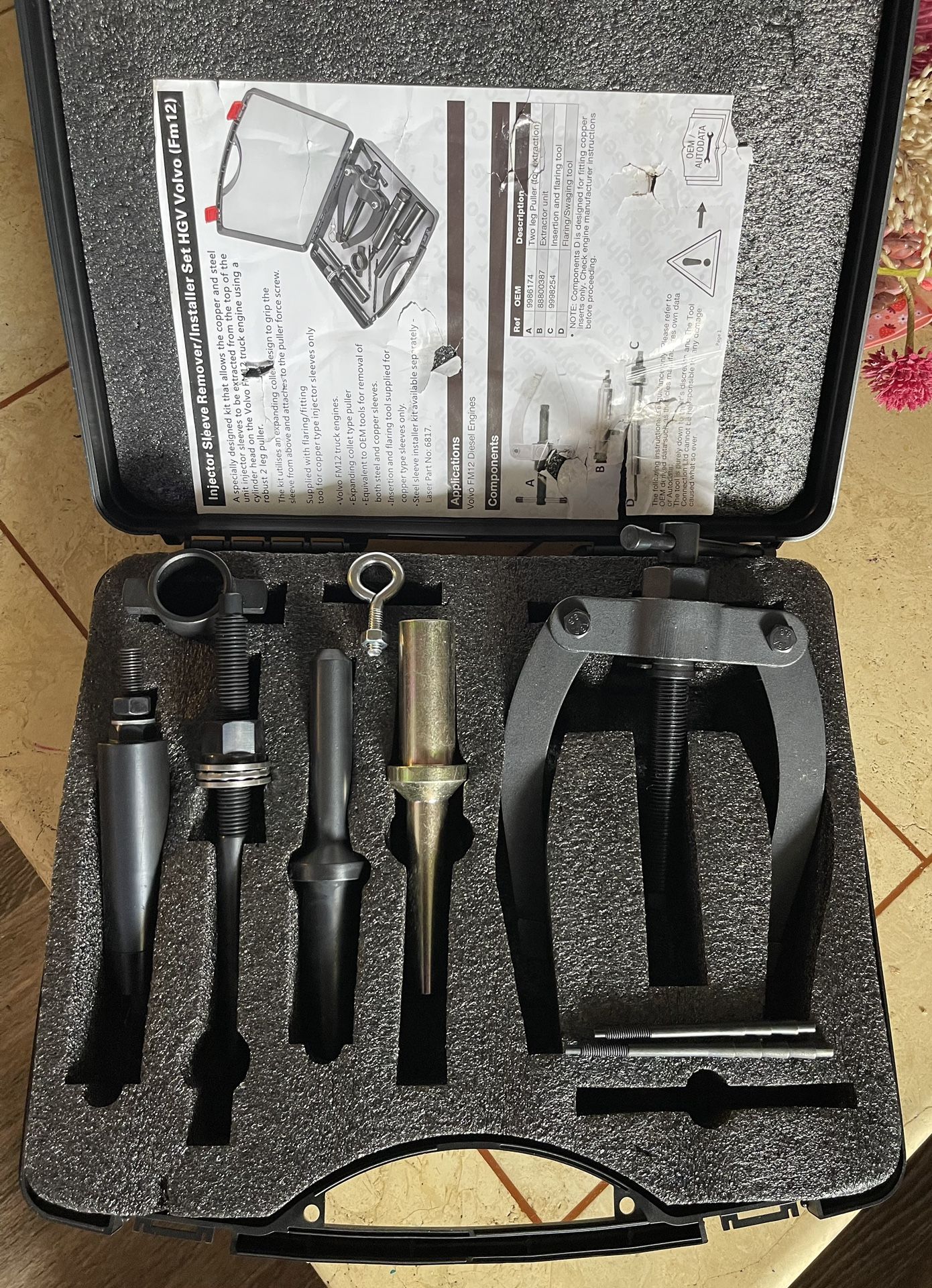 7 for Volvo Injector Sleeve/Nozzle/Cup/Tube Remover & Installer Set Injector Cup Tool for Volvo Truck D11 D12 D13 D16 FM12, Mack Truck MP7 MP8