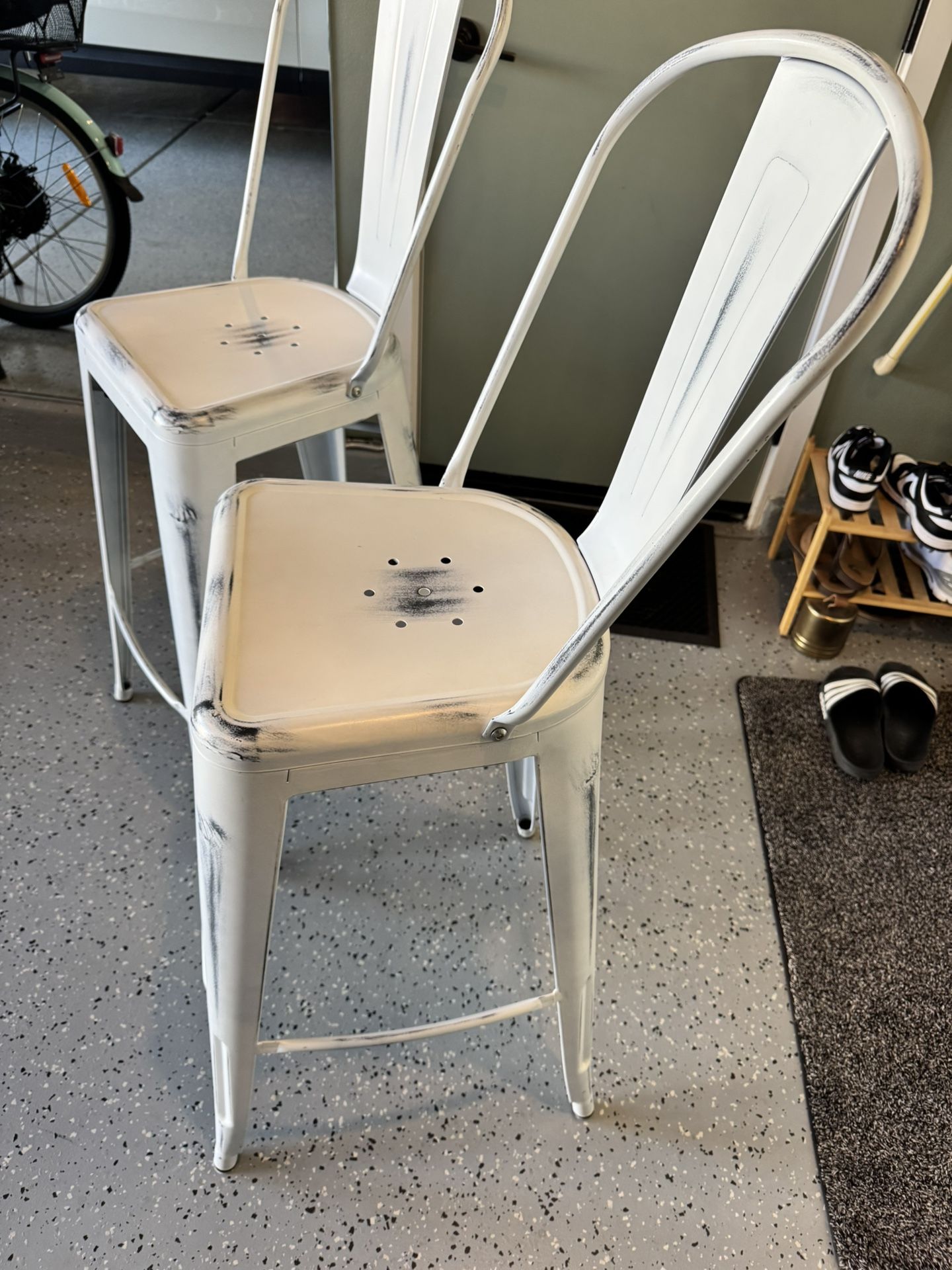 Bar Stools 30” Seat Height (2) White Rustic