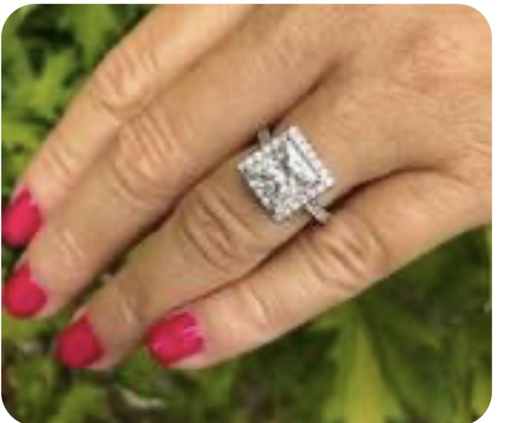 Princess Cut 2.6 Carat— Halo Set, Total 5 Carat Set In Silver