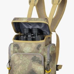 Binocular Harness Chest Pack, Camouflage Bino Case with Adjustable Strap, Magnetic Closure for Hunting Hiking Shooting