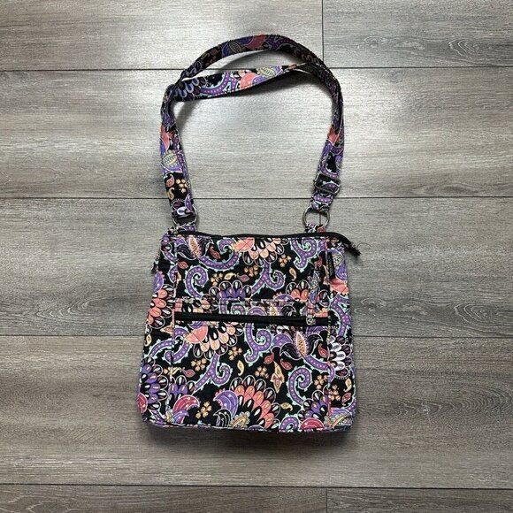 Waverly Inspirations Crossbody Shoulder Bag Purple Paisley Purse Carry On 